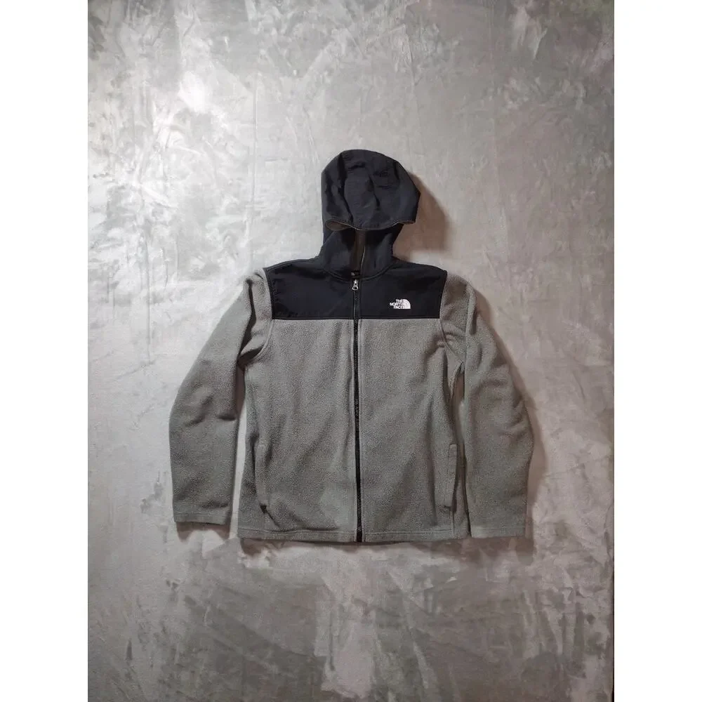 The North Face Jacket Boys XL 16-18 Fleece Hooded Black Gray Gorpcore Outdoors